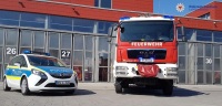 Symbolbild Twitter-Marathon am 26.04.2019, Einsatzfahrzeuge Polizei BB und Feuerwehr Potsdam