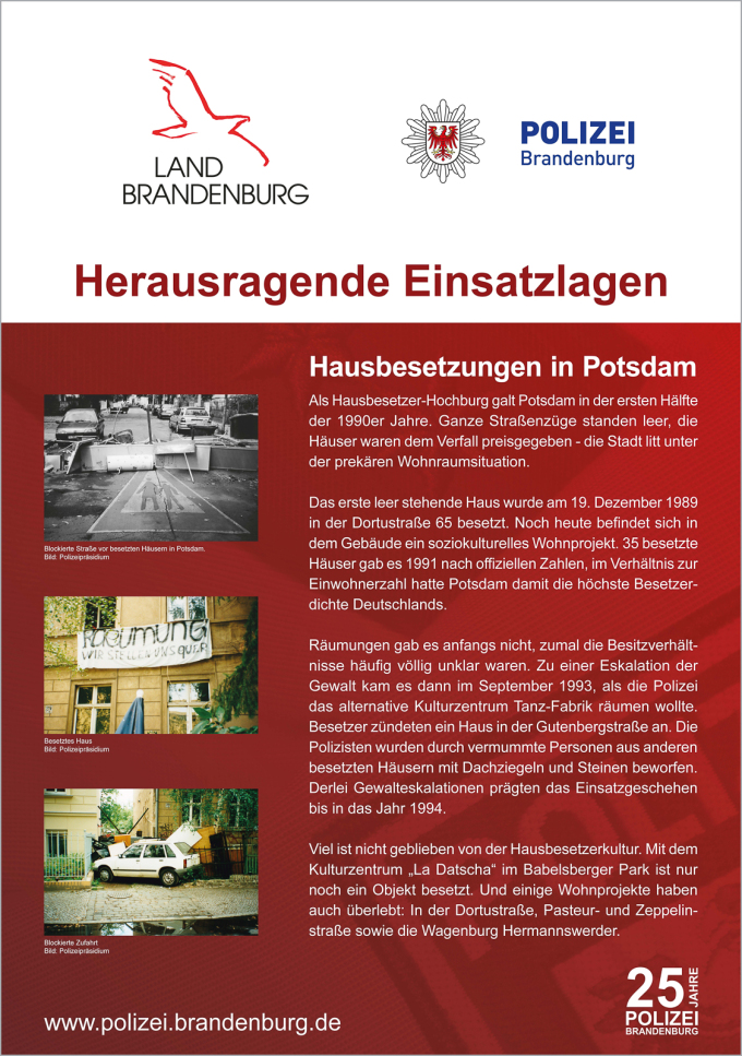 25 Jahre Polizei Brandenburg - Hausbesetzung in Potsdam