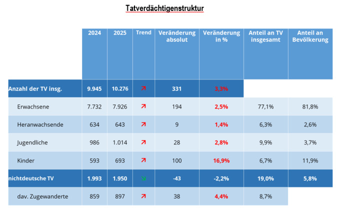 PKS PD Nord 2025 - Tatverdächtigenstruktur