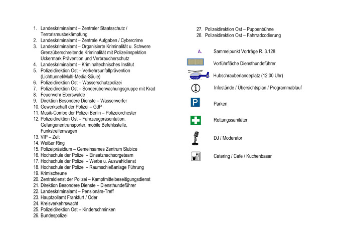 Legende zum Gebländeplan