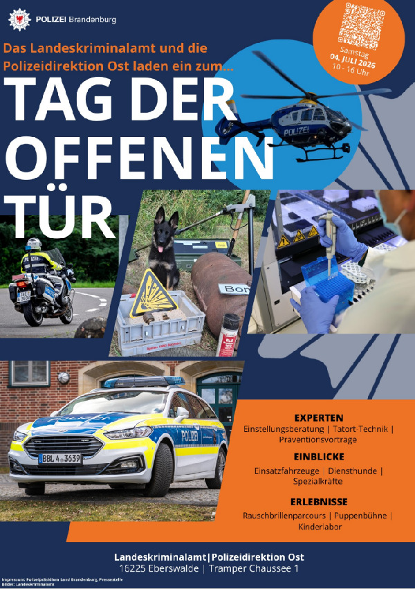 Plakat zum Tag der offenen Tür im LKA und der PD Ost